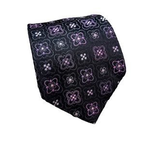 Dion Collection 100% Italian Silk Handmade Tie Black Purple and Pink
